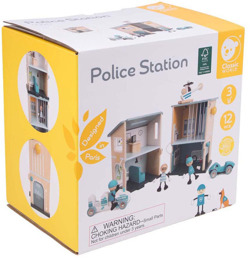 Load image into Gallery viewer, Classic world houten politiebureau speelset voor kinderen.
