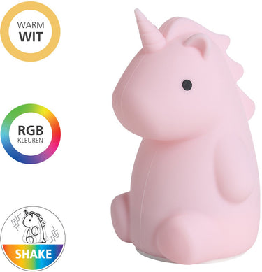 Eglo castellino eenhoorn nachtlampje kinderen baby - draadloos - 15.5 cm - roze - rgb wit licht - oplaadbaar - touch bediening