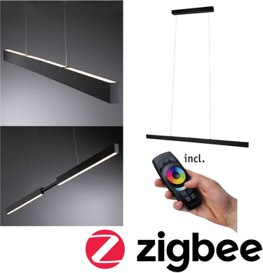 Paulmann led-hanglamp smart home zigbee 3.0 aptare 2700k dimbaar 2x2400lm 2x18w zwart geborsteld