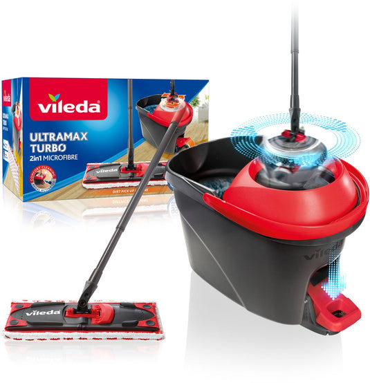 Vileda ultramax turbo complete set - voor alle soorten vloeren - comfortabel en ergonomisch dweilen