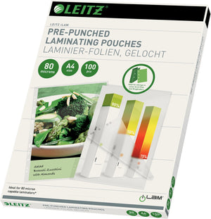 Leitz ilam - lamineerhoezen - geperforeerd - a4 - 80 microns - 100 stuks