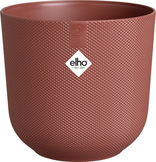 Elho jazz rond 26 bloempot voor binnen - woonaccessoire van 100% gerecycled plastic - ø 26 x h 24.2 cm - toscaans rood