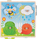 Goki puzzel: in de tuin 21,8x22,5x2,8cm, 4-delig, met achtergrondafbeeldingen, hout, 1+