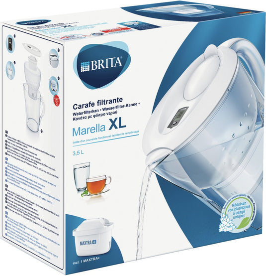 Brita - waterfilterkan - marella xl - 3,5l - wit - incl. 1 maxtra+ waterfilterpatroon