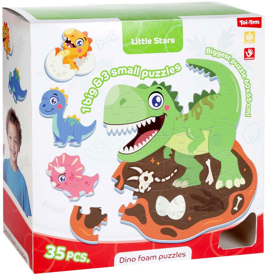 Toi-toys little stars foam vloerpuzzel dino, 36st.