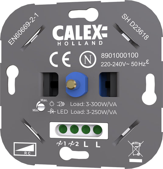 Calex led wanddimmer - universele inbouw dimmer - 3-250w - fase afsnijding