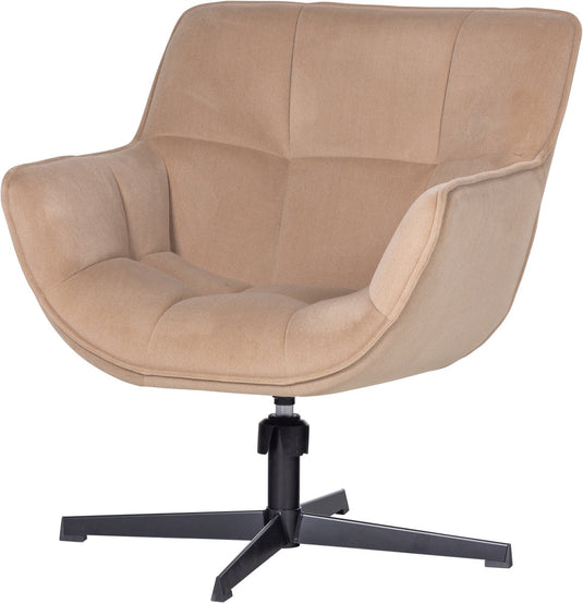 Woood wibo draaifauteuil - velvet - mat zand - 94x71x83