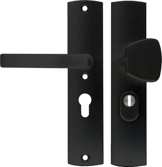 Axa veiligheids deurbeslag set - curve plus - deurkruk aluminium - s-knop + kruk - pc55 - anti-kerntrek - omkeerbaar - geslepen f8 - skg3