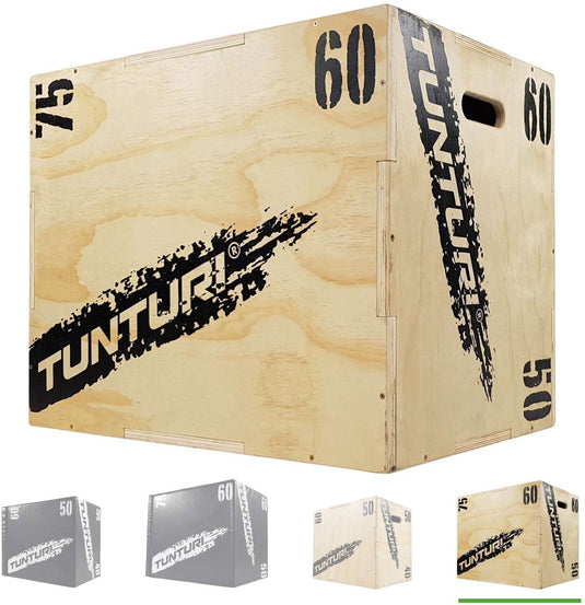 Tunturi plyo box voor krachttraining - houten fitness kist - extra verstevigd - jumpbox 50 60 75cm - incl. gratis fitnes sapp