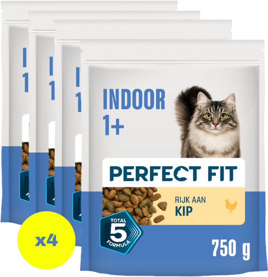 Perfect fit kattenbrokken - indoor adult - kip - 4x750g