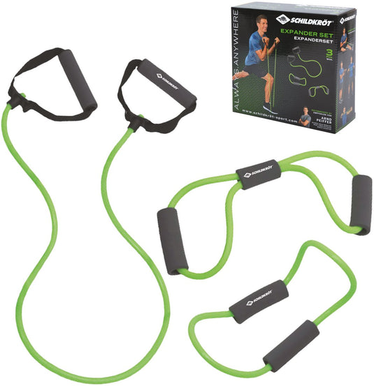 Schildkröt expander set fitness elastieken met handvatten voor krachttraining.