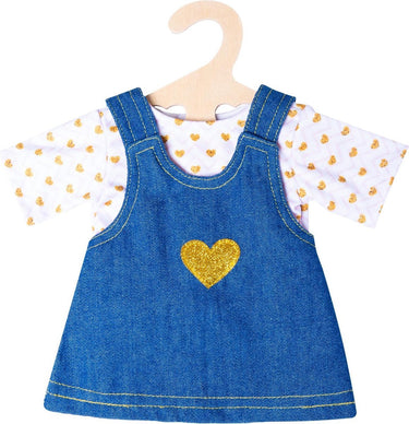 Heless poppenjurk met gouden t-shirt, 35-45 cm