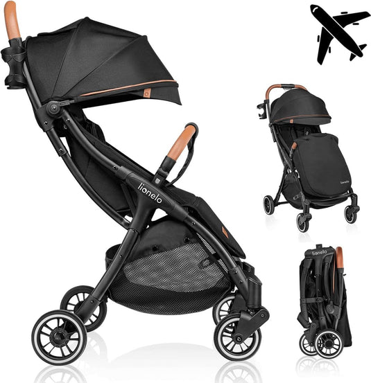 Lionelo julie one buggy - kinderwagen tot 22 kg - premium - automatisch opvouwbaar - rugleuning tot ligpositie - ventilatiepaneel - verlengde kap met venster - eco-leer details - inclusief voetenzak, bekerhouder, muskietennet, transporttas