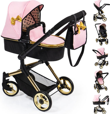 Bayer design - combi poppenwagen neo vario - zwart roze goud