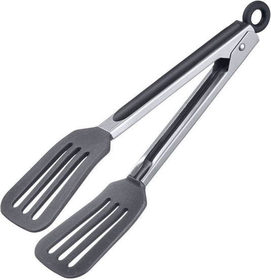 Westmark serveertang, met grote siliconen messen en rubberen handgrepen, lengte: 26,5 cm, roestvrij staal kunststof siliconen, comfort silicone mini, zilver zwart, 16112270