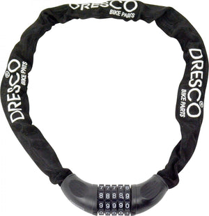 Dresco kettingcijferslot 90cm - rond 6mm - zwart