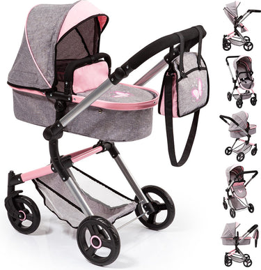 Bayer design - poppenwagen neo vario - grijs met vlinder