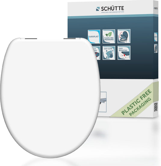 Schütte wc-bril 82100 white - duroplast - soft close - verchroomde scharnieren - gelakt - wit