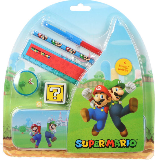 Undercover gmbh undercover super mario schoolset - 7-delig blik met schrijfwaren.
