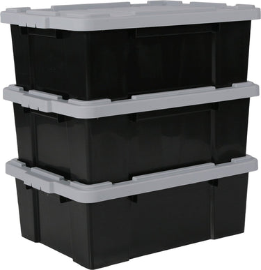 Iris powerbox opbergbox - 43l - kunststof - zwart grijs - set van 3