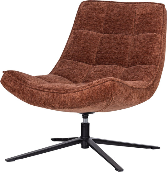 Woood maudi draaifauteuil - chenille - bruin - 84x74x86