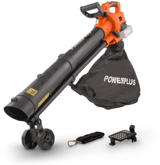 Powerplus dual power accu-bladblazer powdpg75270 - bladblazer op batterij van 40 v, 3-in-1: versnipperen, blazen en zuigen, maximale luchtsnelheid van 210 km h, met 45 l opvangzak, zonder accu en lader