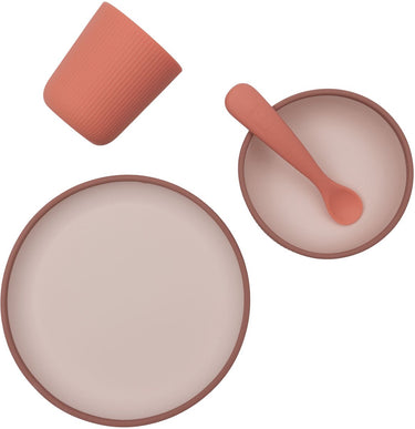 Jollein kinderserviesset siliconen - met bord, kom, beker - blush shades