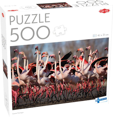 Tactic greater flamingos – puzzel – 500 stukjes – flamingo’s in natuurgebied – tropische vogels en waterlandschap – hoogwaardige scandinavische kwaliteit