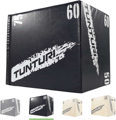 Tunturi plyo box voor krachttraining - houten fitnesskist met soft cover gemaakt van eva materiaal - jumpbox 40 50 60cm - incl. gratis fitnessapp