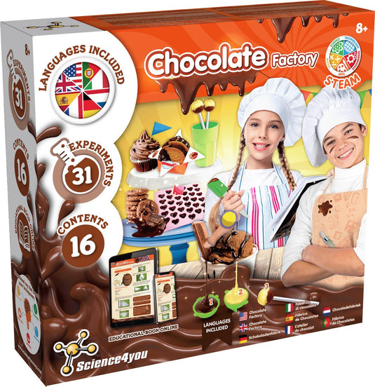 Science 4 you science4you chocolate factory – diy kit – creëer je eigen chocolade lekkernijen – stem keukenexperimenten – leeftijd 8+