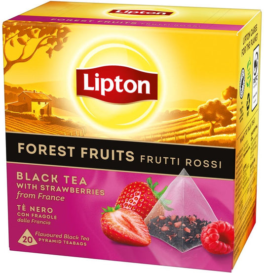 Lipton forest fruit tea - 80 theezakjes piramid - zwarte thee bosvruchten - 4 x 20 zakjes - voordeelverpakking