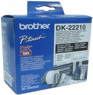 Lettertape brother dk22210 29mm x 30500mm wit