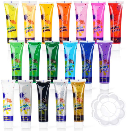 Free easy - acrylverfset - 18 kleuren - met palet
