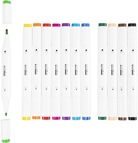 Creativ company tekenstift standaard kleuren, 12st. dubbelzijdig