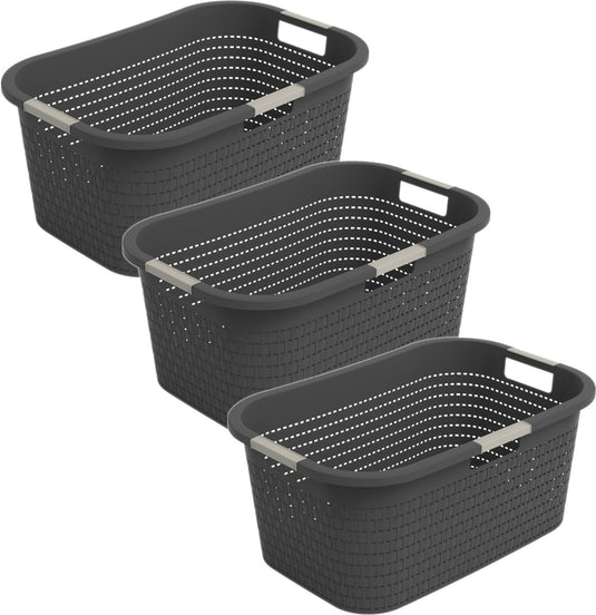 Rotho country wasmand - set van 3 - 40 ltr - antraciet