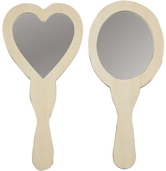 Creativ company houten handspiegels 23 cm 2 stuks