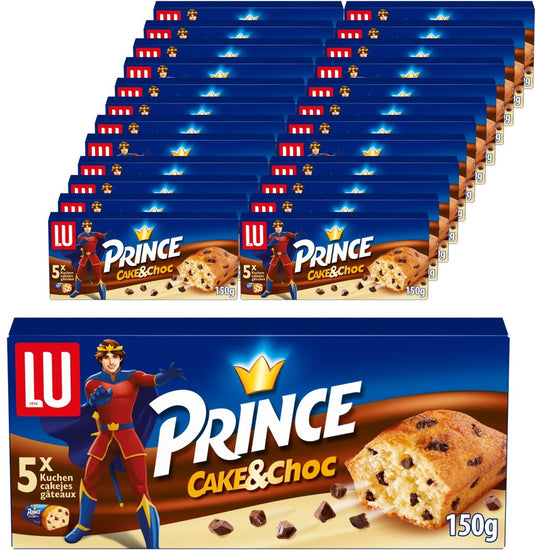 Lu prince cake choc 16 x 150g (5 x 30g) - koekjes - koek voor onderweg - koffie - thee - werk - voorraad