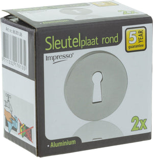 Impresso rond rozet - klaviersleutel - aluminium f1