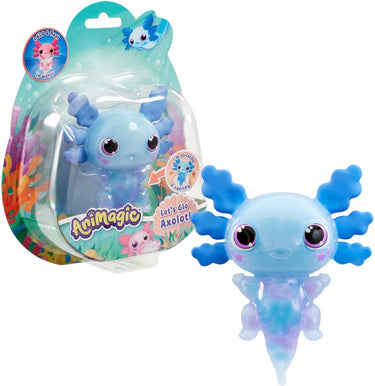 Goliath animagic let's glo axolotl blauw - speelfiguur - lichtgevende axolotl
