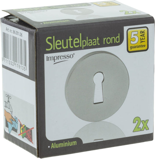 Impresso rond rozet - klaviersleutel - aluminium f1