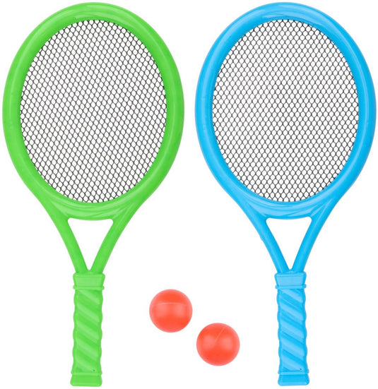 Eddy toys tennis set 4 delig - tennis playset met 2 tennisrackets en 2 ballen - tennis set voor 2 spelers - lichtgewicht rackets - buitenspeelgoed voor tuin en strand - item 29756