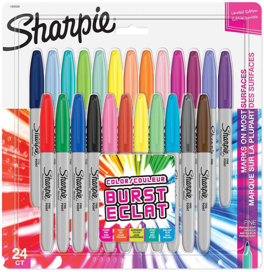 Sharpie permanentmarkers | fijne punt | colour burst-kleuren en diverse originals | 24 stuks