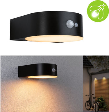Paulmann solar led-wandarmatuur voor buiten eileen bewegingsmelder insectvriendelijk ip44 2200k 300lm zwart