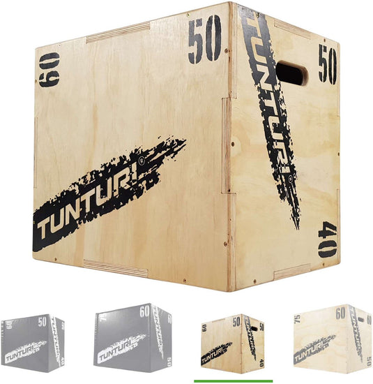 Tunturi plyo box voor krachttraining - houten fitness kist - jump box 40 50 60cm - incl. gratis fitness app