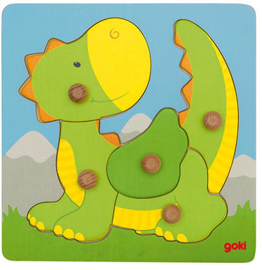 Goki houten noppenpuzzel draak, 5st.
