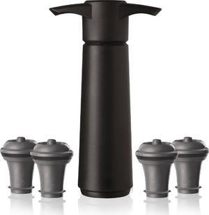 Vacuvin vacu vin wine saver zwart | vacuüm wijnpomp | 4 vacuum wine stoppers