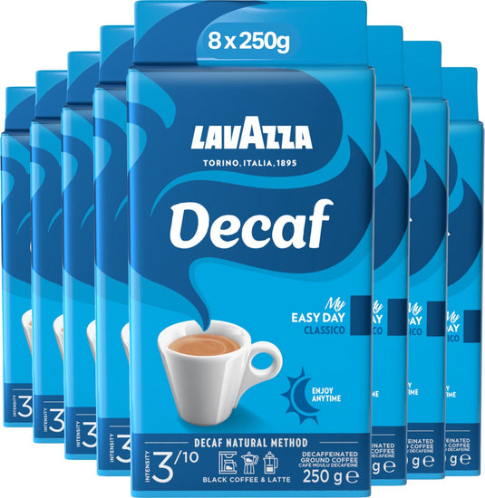 Lavazza caffe decaffeinato filterkoffie - gemalen koffie caffeïnevrij - arabica robusta blend - intensiteit: 3 10 - 8 x 250 gram