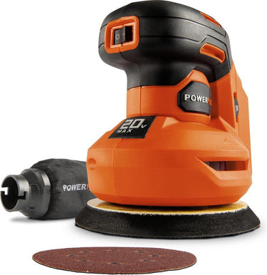 Powerplus dual power excentrische accu-schuurmachine powdp50400 - 20v, schuurpapier ᴓ125mm - 24000min-1 - zonder accu en lader, met 1 acc.