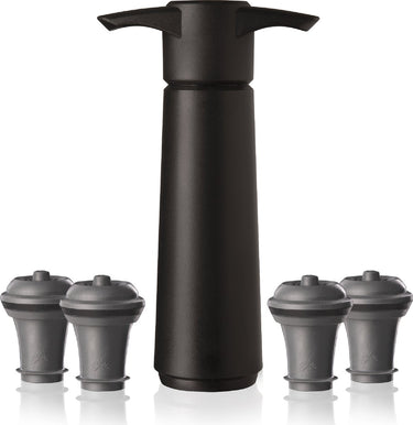 Vacuvin vacu vin wine saver zwart | vacuüm wijnpomp | 4 vacuum wine stoppers