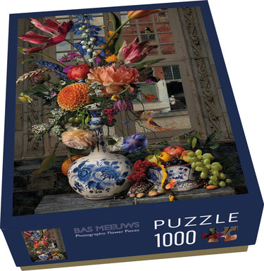 Bekking blitz - puzzel - 1.000 stukjes - kunst - bloemen - delfts blauw - boeket in vaas - untitled (#190) - bas meeuws - royal delft